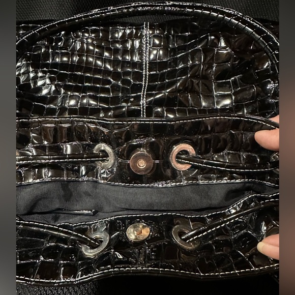 Charles David Large Black Patent Leather Top Handle Satchel Handbag - Picture 9 of 16